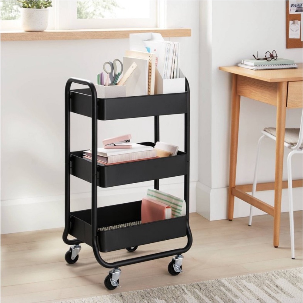 BRIGHTROOM NWT 3 tier metal utility cart -black